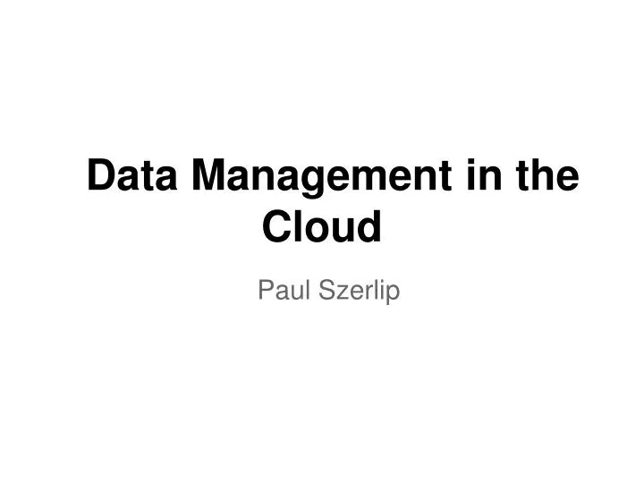 data management in the cloud