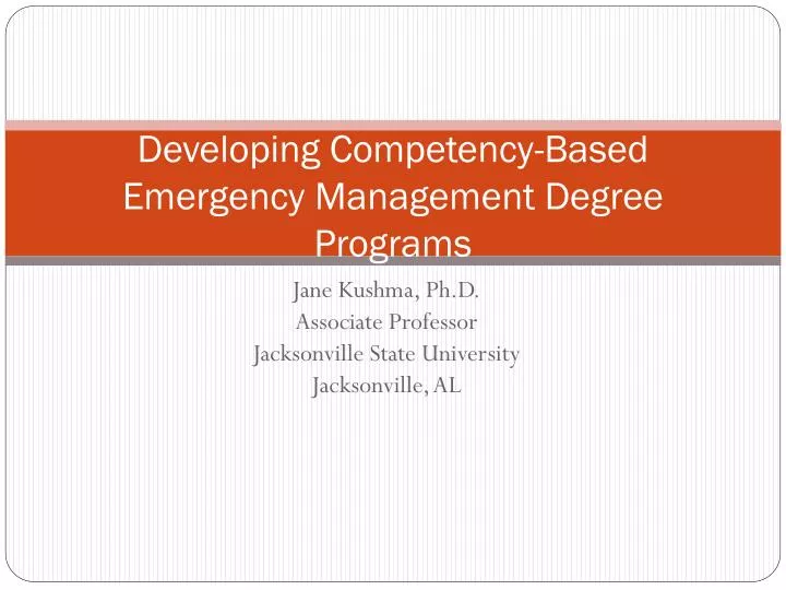 developing competency based emergency management degree programs