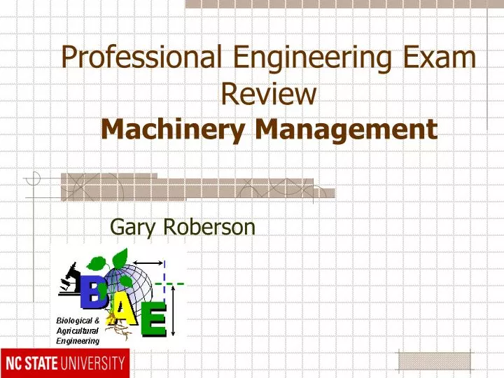 professional engineering exam review machinery management