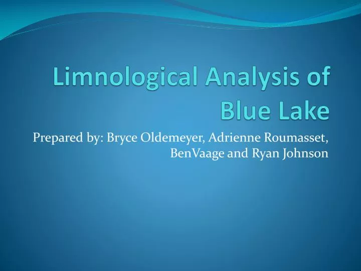 limnological analysis of blue lake
