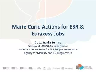 Marie Curie Actions for ESR &amp; Euraxess Jobs