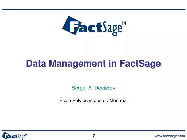 data management in factsage