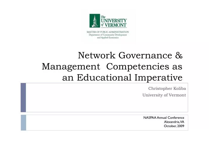 network governance management competencies as a n educational imperative