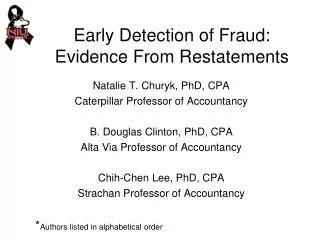 Early Detection of Fraud: Evidence From Restatements