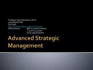 Advanced Strategic Management