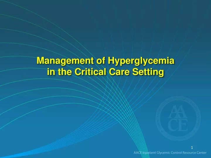 management of hyperglycemia in the critical care setting