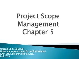 Project Scope Management Chapter 5