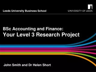 BSc Accounting and Finance: Your Level 3 Research Project