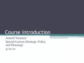 Course Introduction