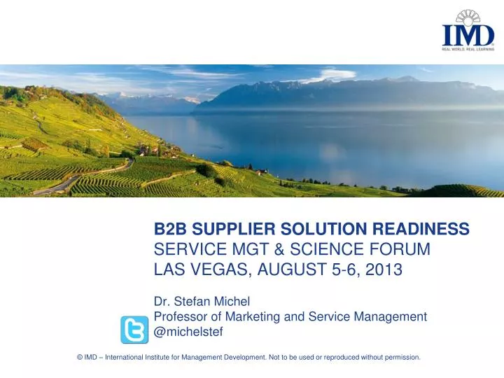 b2b supplier solution readiness service mgt science forum las vegas august 5 6 2013