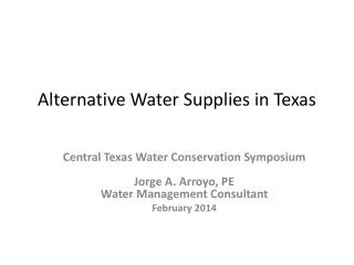 Alternative Water Supplies in Texas