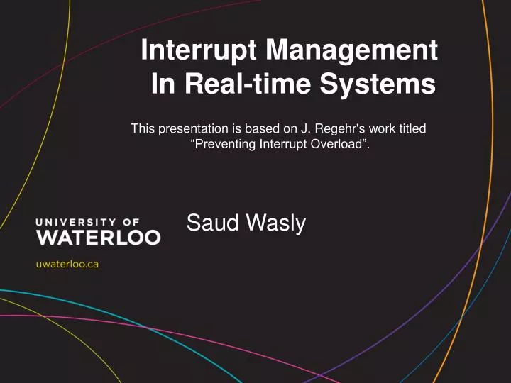 interrupt management in real time systems