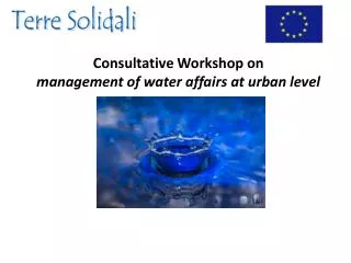 Consultative Workshop on management of water affairs at urban level
