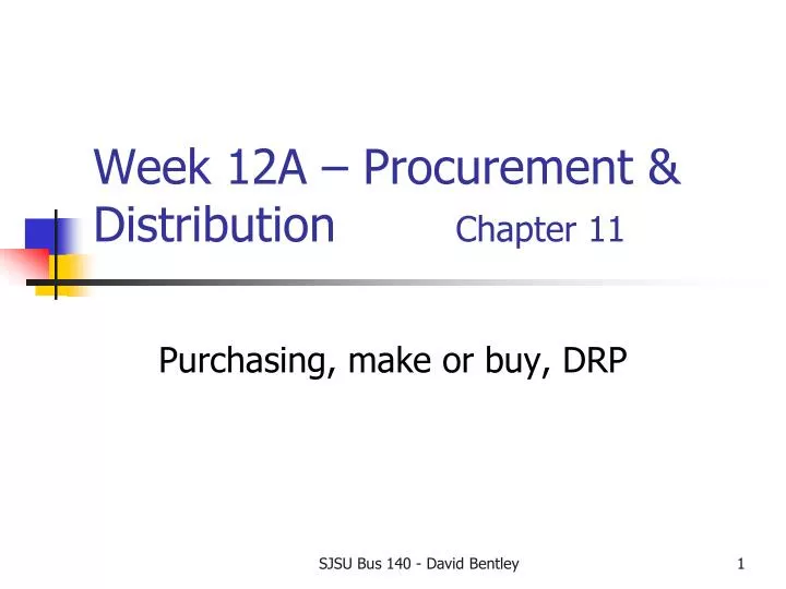 week 12a procurement distribution chapter 11