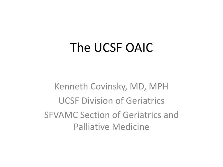 the ucsf oaic