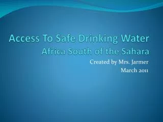 Access To Safe Drinking Water Africa South of the Sahara