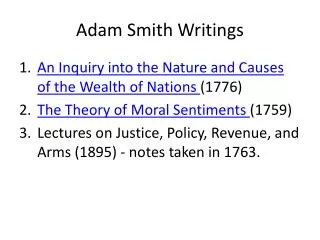 Adam Smith Writings