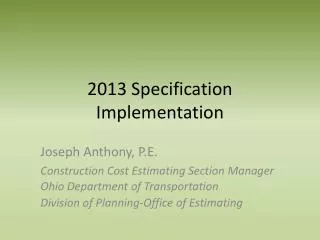 2013 Specification Implementation