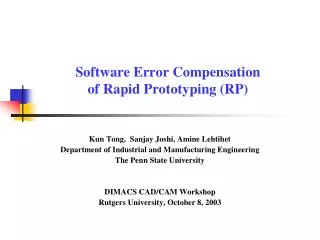 Software Error Compensation of Rapid Prototyping (RP)