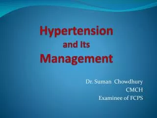 Hypertension and Its Management