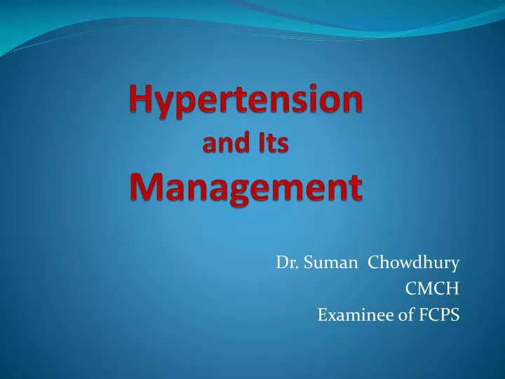 hypertension and its management