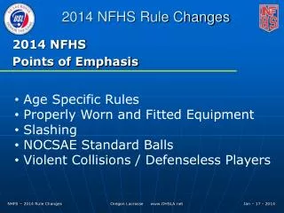 2014 NFHS Points of Emphasis