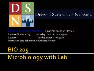 BIO 205 Microbiology with Lab