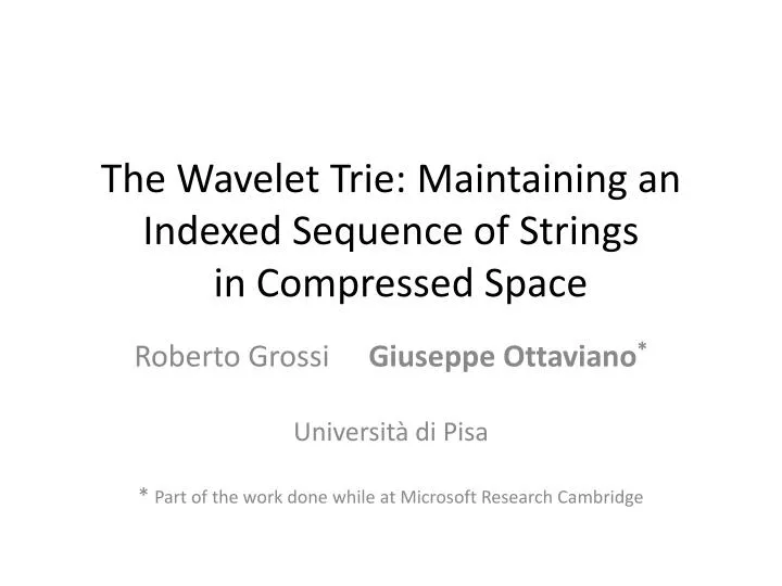 the wavelet trie maintaining an indexed sequence of strings in compressed space