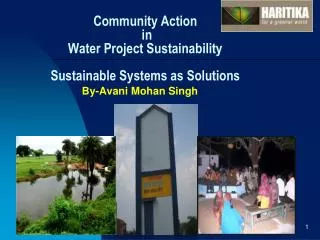 Community Action in Water Project Sustainability Sustainable Systems as Solutions