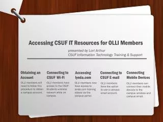 OLLI members will need to follow this procedure to obtain a campus account.