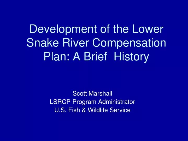 development of the lower snake river compensation plan a brief history