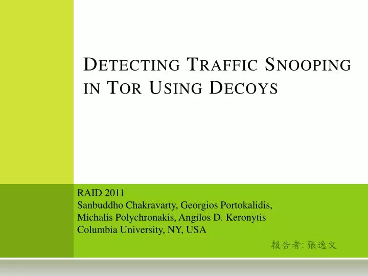 detecting traffic snooping in tor using decoys