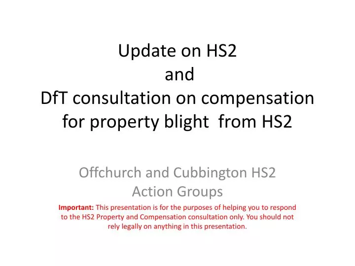 update on hs2 and dft consultation on compensation for property blight from hs2