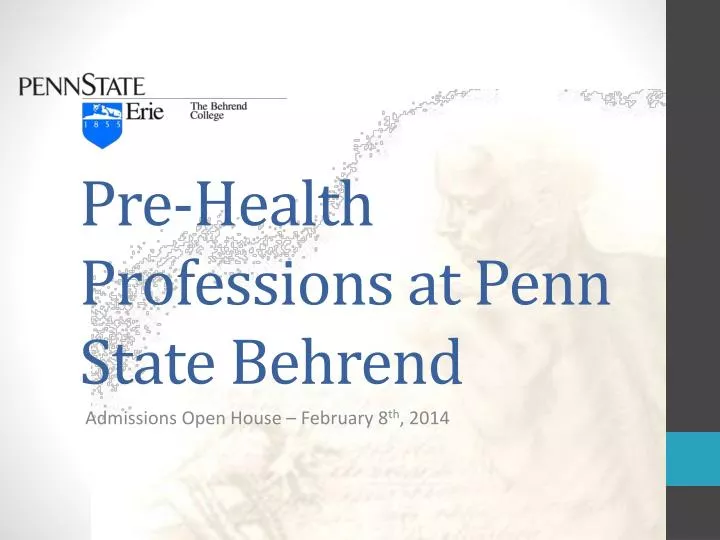 pre health professions at penn state behrend