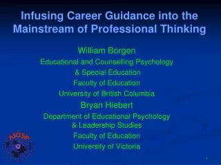 Infusing Career Guidance into the Mainstream of Professional Thinking