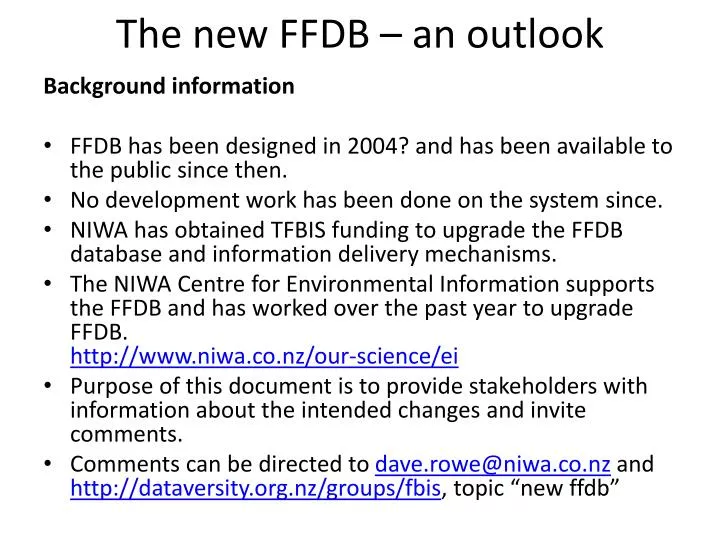 the new ffdb an outlook