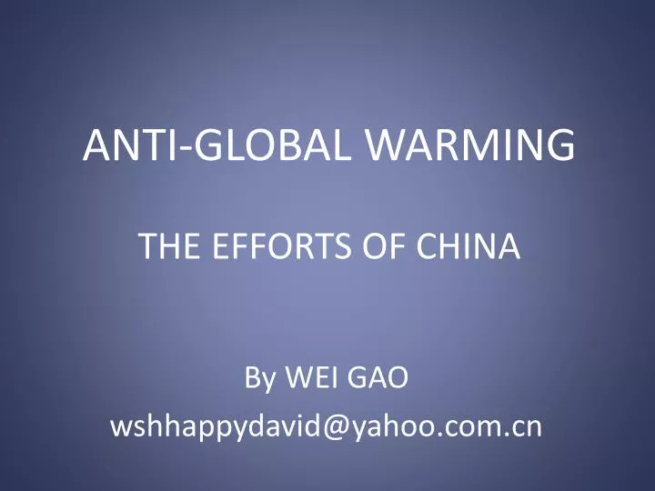 anti global warming the efforts of china