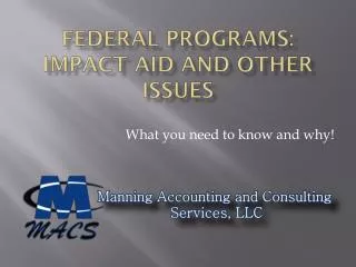 Federal Programs: Impact Aid and Other Issues