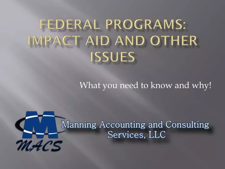federal programs impact aid and other issues