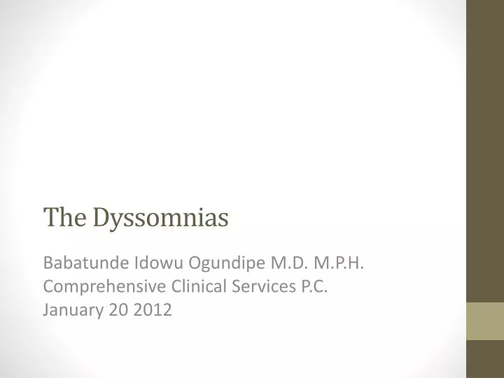the dyssomnias