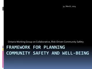 Framework for Planning community safety and well-being