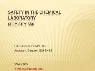 Safety in the Chemical Laboratory Chemistry 550