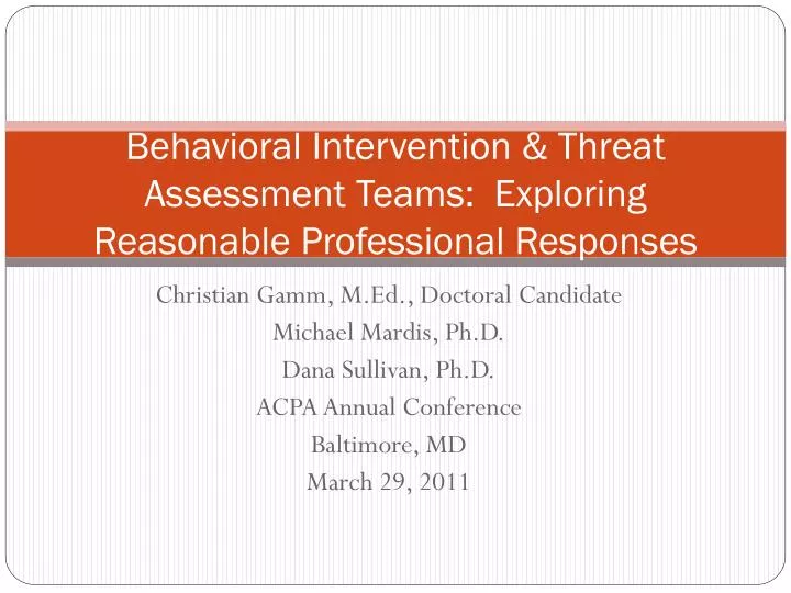 behavioral intervention threat assessment teams exploring reasonable professional responses