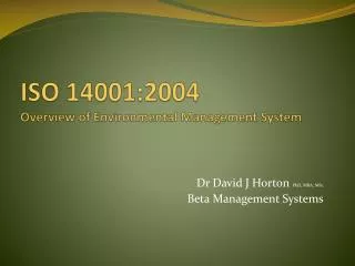 ISO 14001:2004 Overview of Environmental Management System