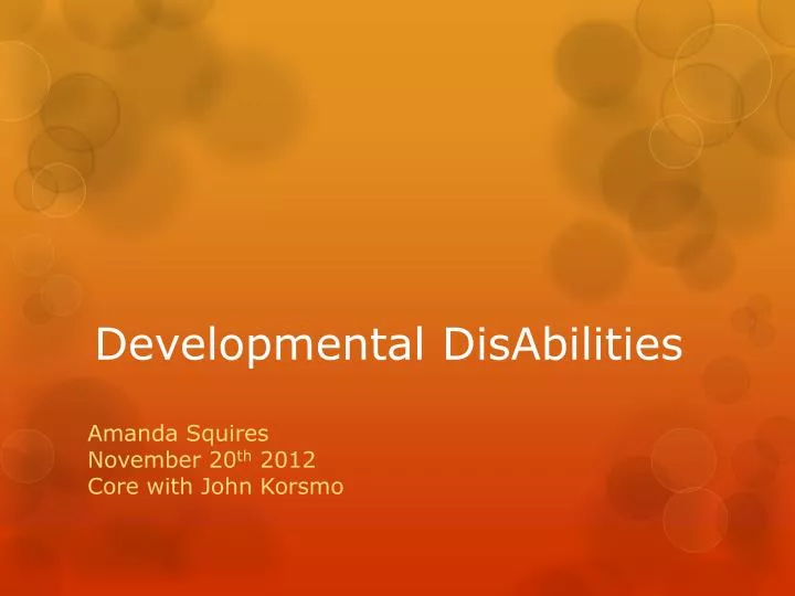 developmental disabilities