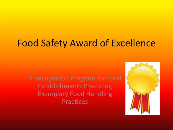 food safety award of excellence