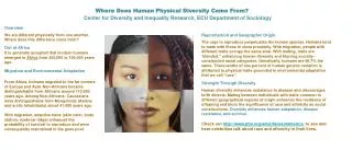 Where Does Human Physical Diversity Come From?