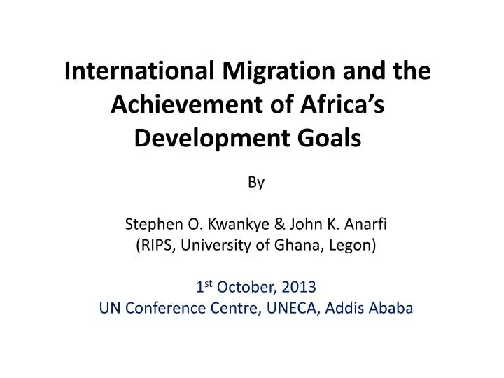 international migration and the achievement of africa s development goals