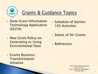 Grants &amp; Guidance Topics