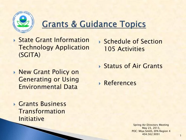 grants guidance topics